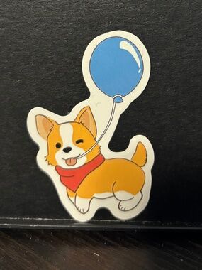 Corgi with Blue Balloon Sticker